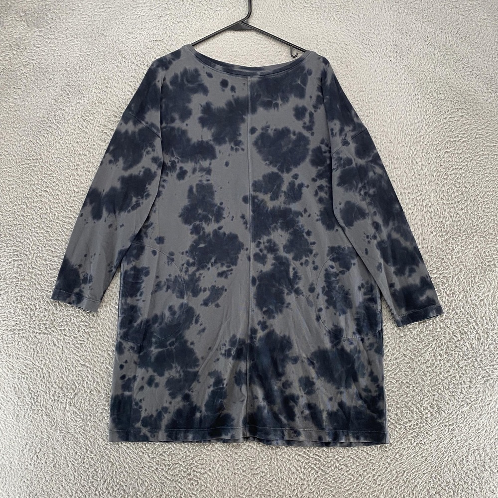J Jill T Shirt Dress Womens PL Petite Gray Tie Dye Pure Jill Cloud Pockets Knit